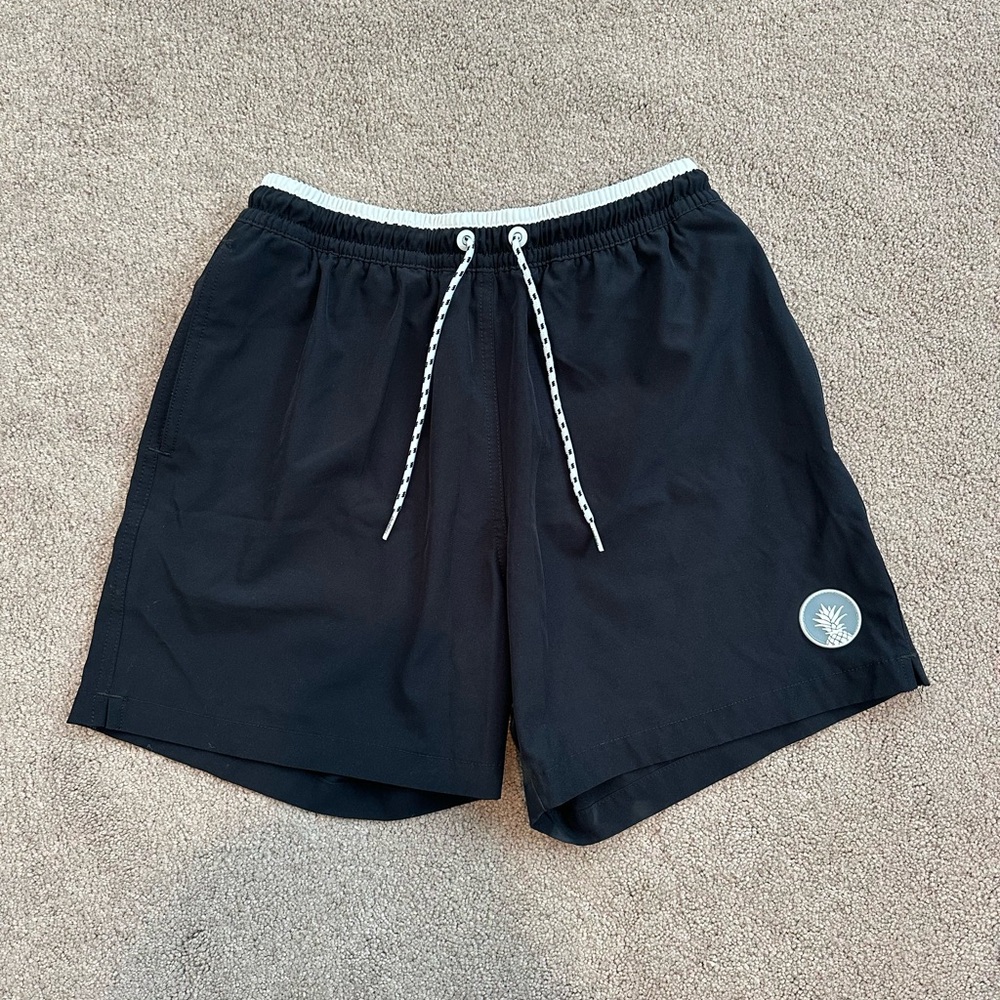 Chubbies Black Swim Trunks with Pink Lining
